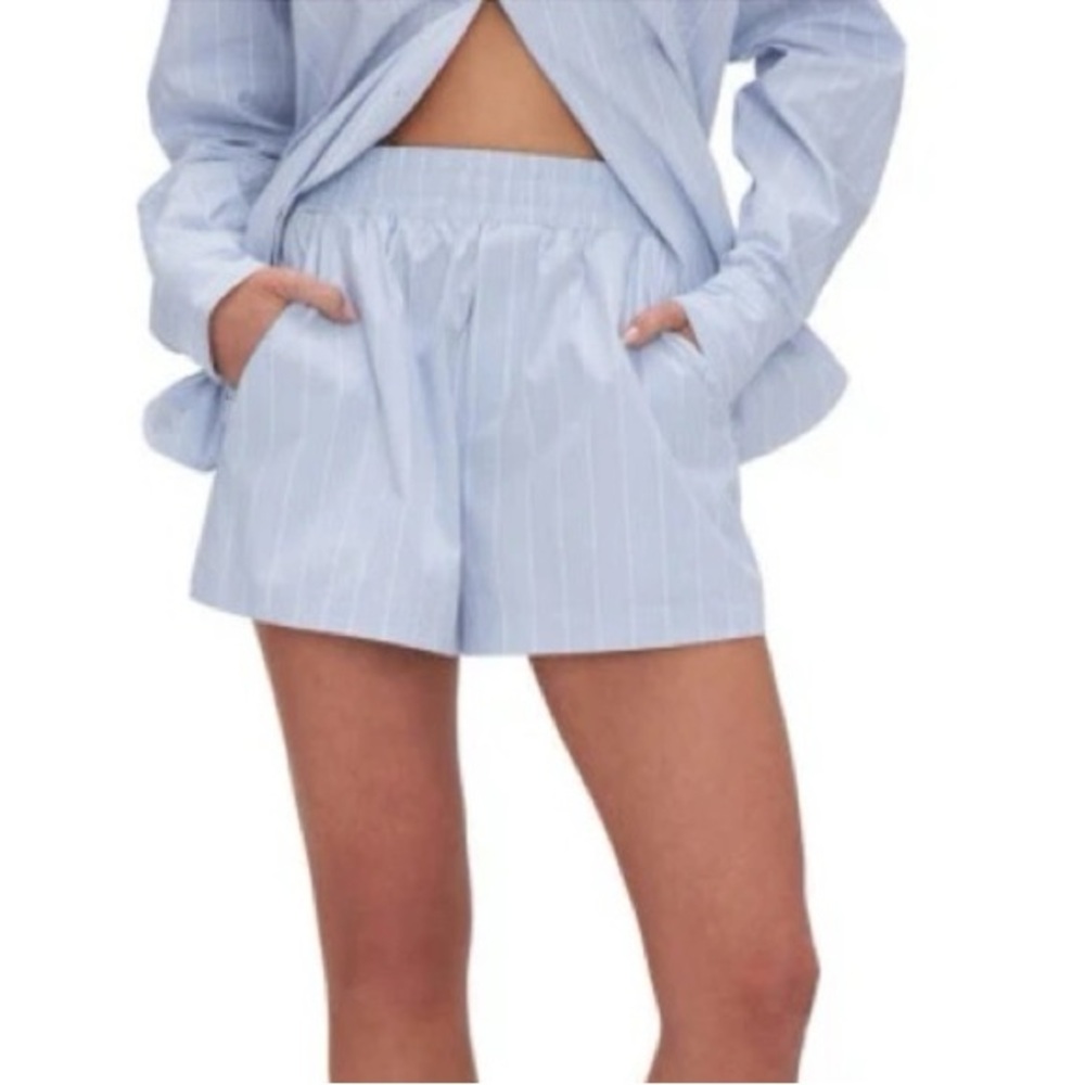 Good American Poplin Pinstripe Boxer Shorts XS